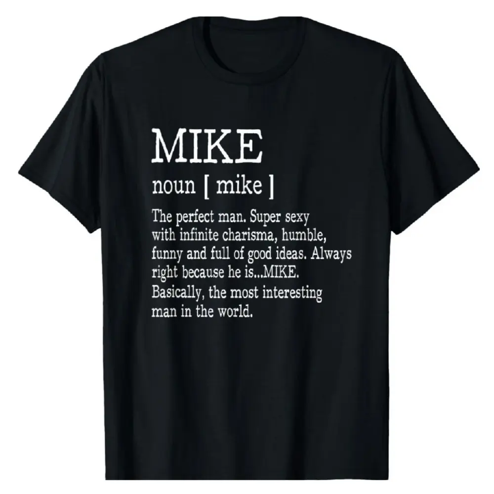 Men's Funny Mike Definition Graphic Short-Sleeve T-Shirt - Domestic Cotton Streetwear Sports Top, Round Neck, Casual Fit, All-Season Gift for Men, Gift for Friends and Family, Shortsleeve