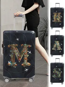 Letter Pattern Luggage Cover, Stretch Luggage Protector, Baggage Dust Case Cover, Travel Organizer for 18-32 Inch Suitcase