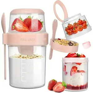 Portable Fruit Salad - Cereal and Yogurt Cup Set: Leak-proof - Dishwasher Safe - Suitable for Work, School and Travel - 10.48oz + 18.94oz - Perfect Halloween and Christmas Gifts for Parents - Thanksgiving Gift - Best for Christmas - Perfect for Thanksgivi