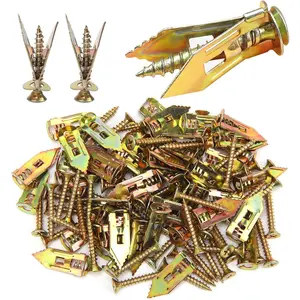 200Pcs Self Drilling Drywall Anchors with Screws Kit, Metal Expansion Bolt for Drywall,No Drill Or Holes in Wall, Holds Up to 100lbs, for Tv, Shelves, Picture Frames