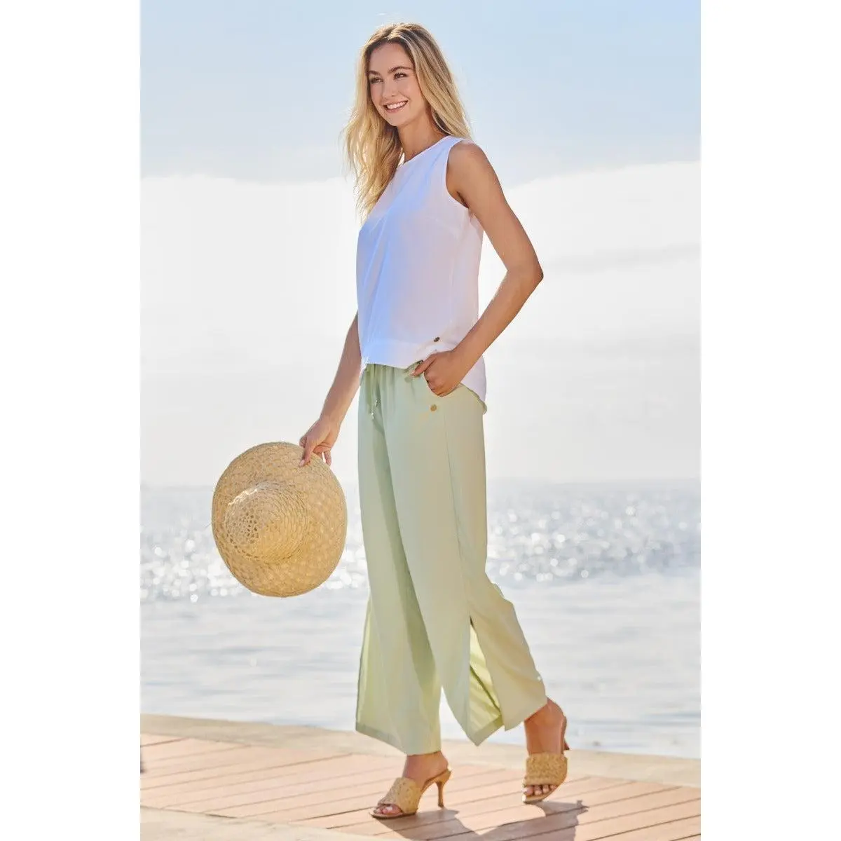 Women's Wide Leg Pants with Side Slits | Seedling