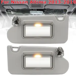 Left & Right Driver Passenger Side Sun Visor Gray with Light, without Sunroof for Nissan Altima 2013 2014 2015 2016 2017 2018, Replace for 96400-3TA2A, 96401-3TA2A
