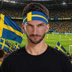 Sweden Headband, Swedish Flag Headband, Pannband Sverige, Blue Yellow Headband, Sports Fan Headband, Soccer Fan Accessories