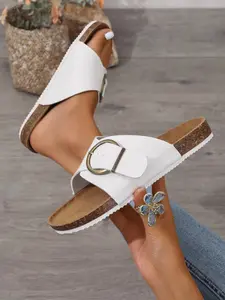 Women's Retro Vintage Style PU Leather Sandals, Soft Eva Sole Design, High-Style Casual Footwear, Perfect for Daily Wear & Stylish
