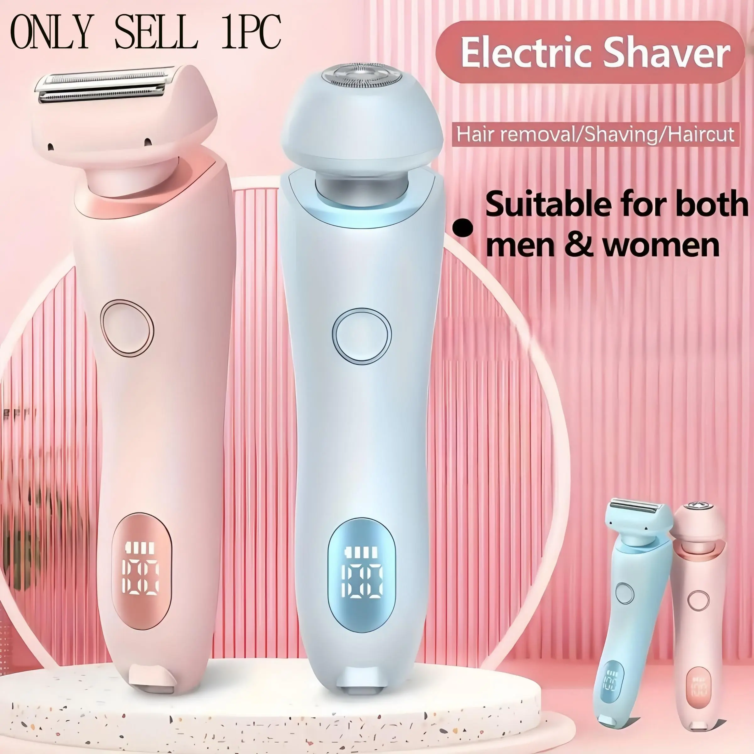 Electric Shaver for Women, Hair Epilator, 2 in 1 Body Hair Trimmer, Cordless Hair Trimmer, Wet and Dry Use, Gentle Hair Removal, Suitable for Underarm, Intimate Areas, Legs, Arms, Body, Bikini