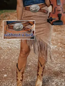 Women's Vintage Asymmetrical Hem Faux Fur Skirt, Elegant Flowy Design, Perfect for Fall & Winter Fashion, Stylish Ladies' Clothing