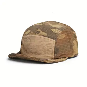 Men's Outdoor Quick-Dry Five-Piece Hat, Camouflage Mesh Sun Protection Cap, Suitable for Hiking, Cycling, and Running