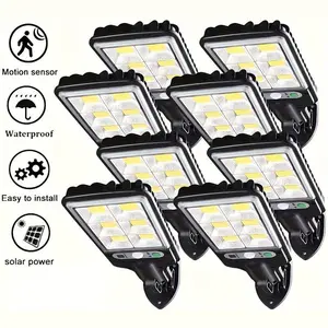 8 Pack Outdoor LED Solar Street Light, 4000LM Waterproof Solar Security Wall Light with Remote Control,  Motion Sensor Security Flood Light 3 Modes for Garden, Street, Deck, Terrace, Garage, Patio