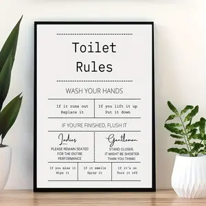 Bathroom Rules Print, Digital Bathroom Art, Bathroom Decor Wall Art, Restroom Wall Art, Home Print, Bathroom Print, Frameless ​
