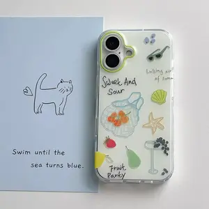 cartoon fruit Phone Case for use with iphone 17 air 16 pro max 15 plus 14 pro 13/12/11 CottageCore creative design phone cases for girlies aesthetic kawaii phone case anti-yellowing