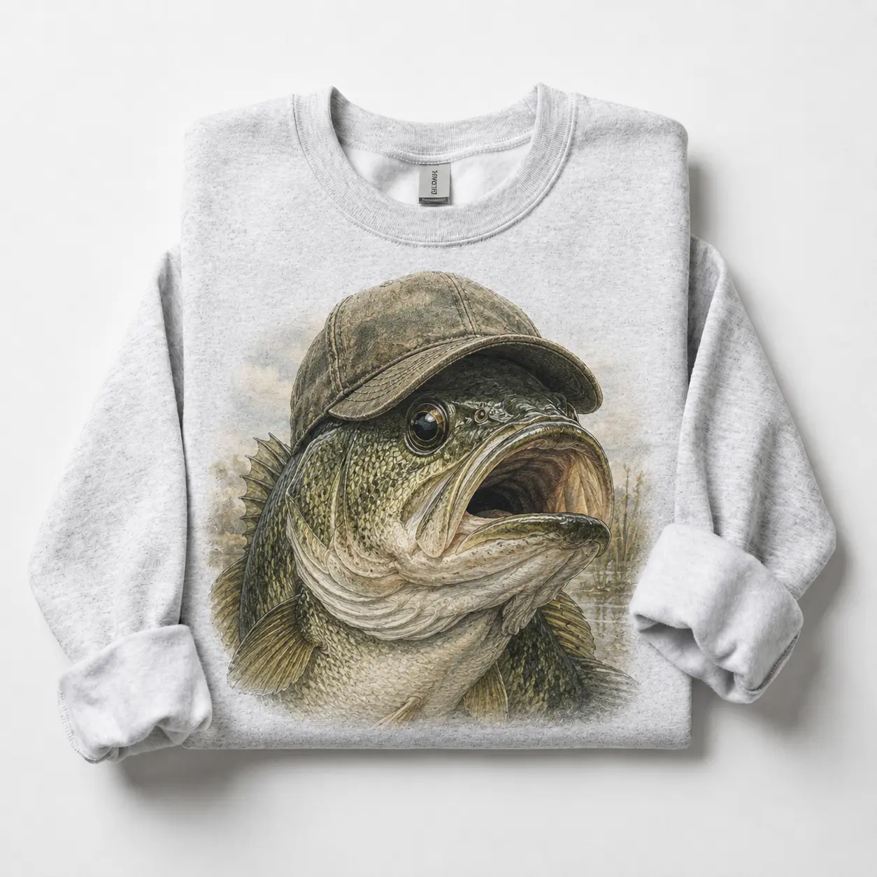 Vintage Largemouth Bass Lake Life Sweatshirt - Funny Angler Outdoor Crewneck Pullover for Men Women