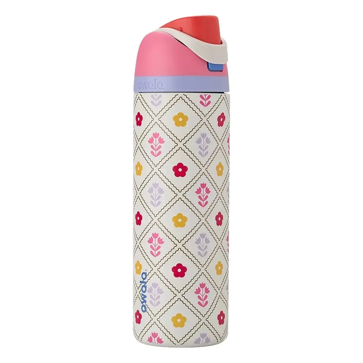 Owala Insulated Stainless Steel Water Bottle with Straw – Vintage Floral Pattern, Leak-Proof Lid, BPA-Free