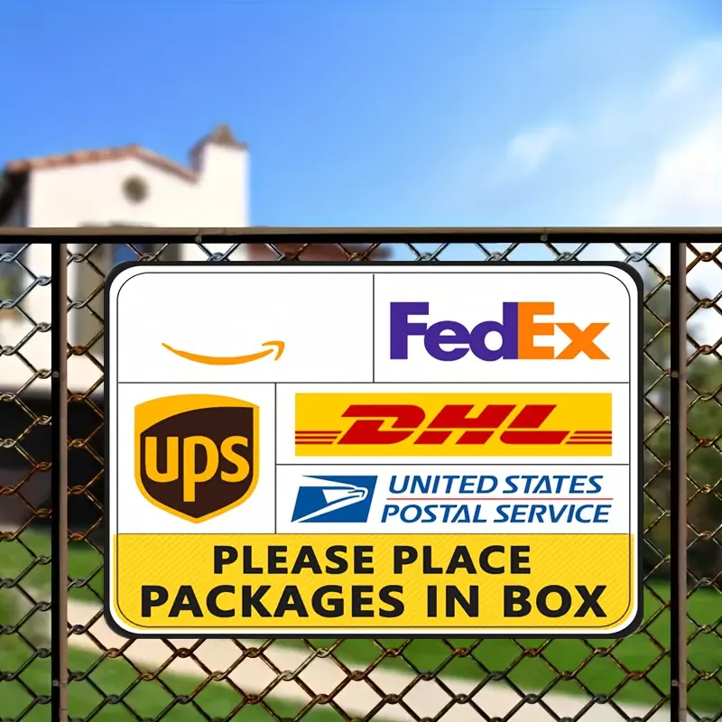 Metal Tin SignsFedEx Delivery Instructions - Large 8x12" Metal Sign for Packages, No Battery Needed, Perfect for Holiday Decor & Home Use