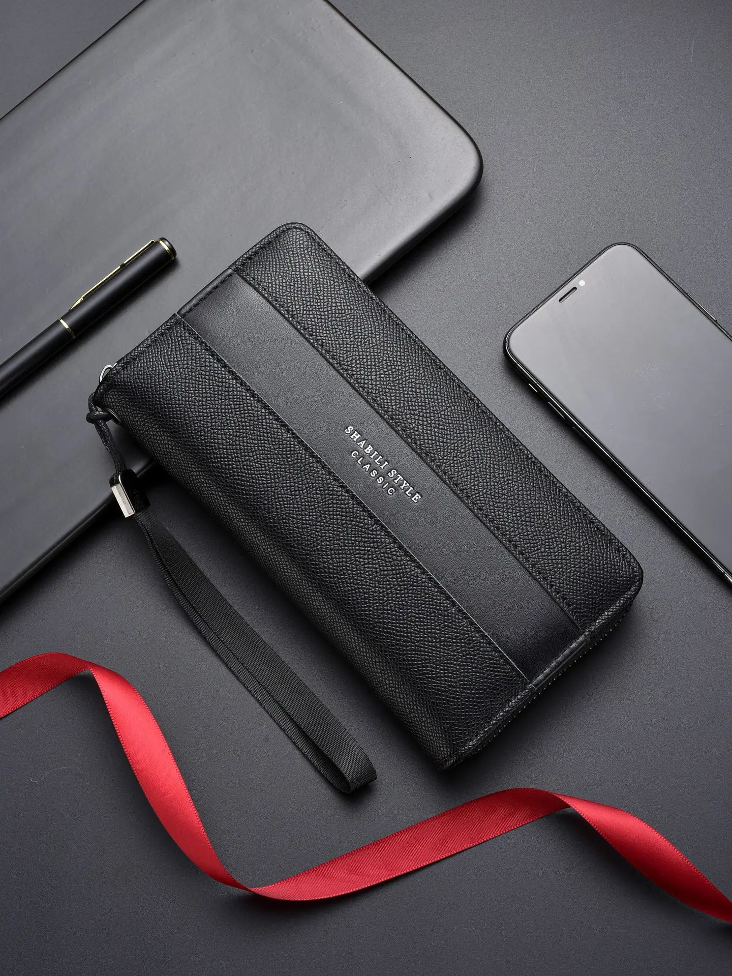 Men's Long Wallet, Large Capacity Bifold Clutch Wallet with Zipper, RFID Card Holder, Coin Pocket & Phone Compartment