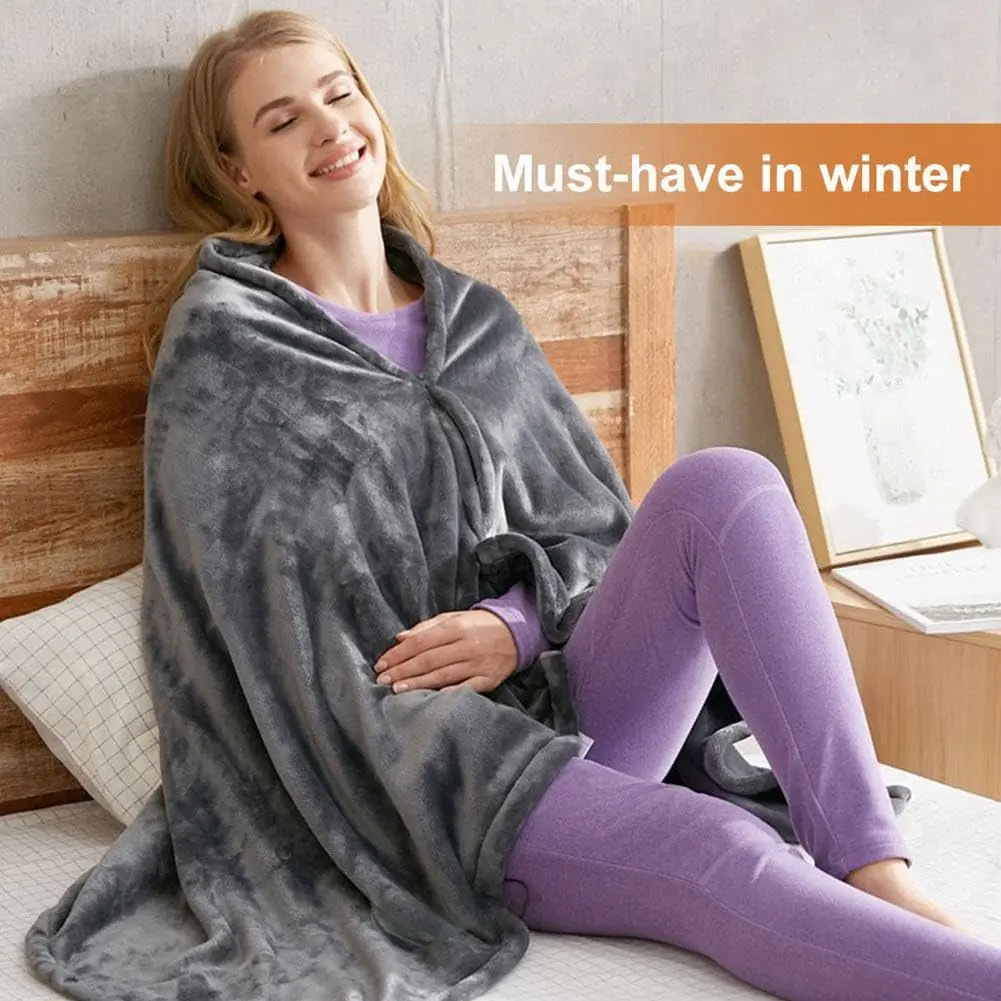 Heated Blanket 12V for Car & Outdoor – 59"x31" Flannel Electric Heating Blanket, 8 Heat Settings, FCC Approved Portable Travel Blanket (Gray)