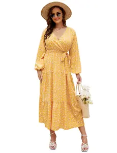 Final Clearance! Plus Size Floral Wrap Maxi Dress | 100% Polyester, Limited Stock