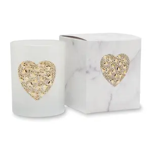 212 MAIN Primal Elements Heart of Hearts Aroma Icon Candle - 9.5 oz White Marble, Floral Fragrance Hand Ornament & Decoration, Boxed Gift for Home Festive Use, Gifts