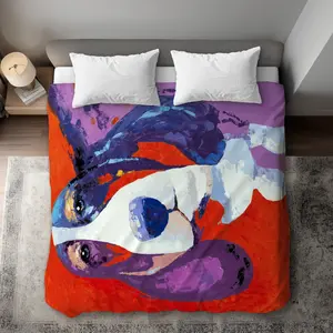 Begin Home Decor C1DCKSW08T76CB Abstract Colorful Basset Dog Blue King Size Duvet Cover - Home Decor