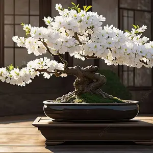 Japanese White Cherry Blossom Potted Tree Seeds - 25 Multi-Purpose Cherry Blossom Gardening Seeds Suitable for Indoor and Outdoor Decoration
