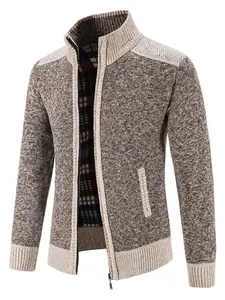 Men's Stand Collar Knit Cardigan Sweater, Winter New Casual Zipper Knitted Jacket, Soft Knitwear for Formal Occasions, Daily Wear,Dad Gifts