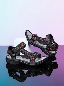 Women's Ethnic Striped Sport Sandals, Adjustable Hook & Loop Strap, Non-Slip Cushioned Sole, Ideal for Hiking, Beach, Daily Use, Walking Sandals