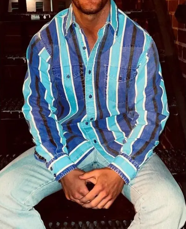 Men's Western Cowboy Style Vintage Print Loose Fit Long Sleeve Shirt Casual Button-Up Fall Top for Streetwear