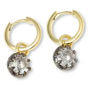 Rarities Fine Jewelry Rarities Black-Accented Rock Crystal Hugger Hoop Earrings