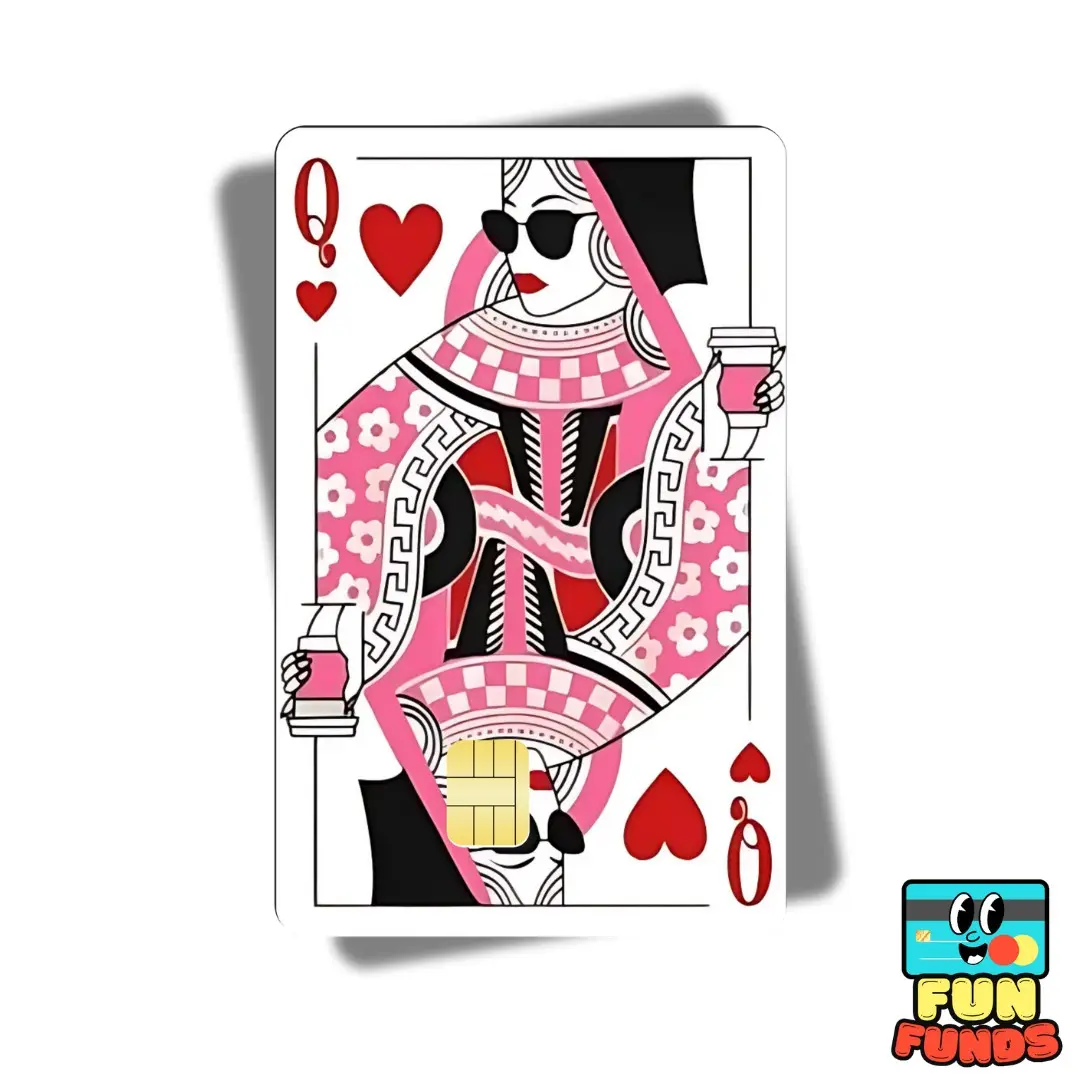 Queen of Hearts Credit Card Skin - Vinyl Sticker for debit cards, Waterproof, Glossy or Holographic - Easy to apply - Valentine's Day Gift funny card sticker credit card cute sticker decorative sticker trendy sticker