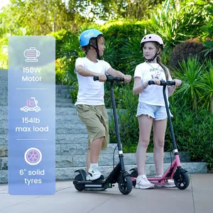 【Kids Love It!】Kids Electric Scooter with LED Display, ‎6' Solid Tires, 10MPH, 150W Motor, 154lbs Max Load, Electric Kids Scooterwith LED Display for Kids Ages 6-14