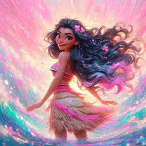 5D DIY Full Drill Round Diamond Painting - Diamond Art Kit Pink Wave Mosaic, Canvas - DIY Decorative Painting, Home Wall Decor, Suitable for Halloween, Christmas, Birthday, and Anniversary Gifts, Crafts