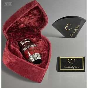 Deep Red Brass Memorial Urn for Ashes - Hand Engraved Mini Keepsake with Velvet Heart Case and Funnel - Small Cremation Urn for Human Remains - Elegant Brass Design - Perfect for Home Display air  for  sale overnight oat jar honey jar