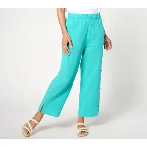 Denim & Co.  Petite Gauze Crop Pant