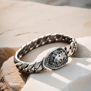 Silver S925 bracelet, pure silver bracelet, men's bracelet can be worn with the mouth exposed, as a birthday gift for boyfriend or father