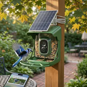 No-Monthly-Fees Solar Bird Feeder w/ 4MP Camera, Free AI Birds Species Identification, 2.5K Smart Bird House with Camera, Live View & Playback, Instant Arrival Alerts, Ideal for Birdlovers