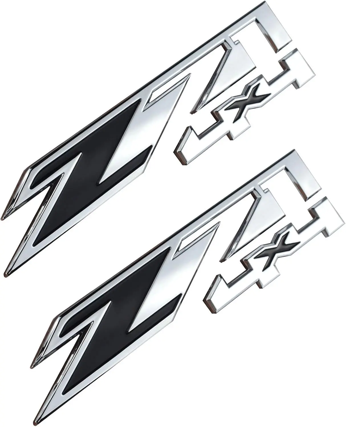 2pcs Z71 4x4 Emblems Replacement for GMC Chevy Silverado Sierra Tahoe Suburban New 1500 2500 3500 Decal (Chrome Black1)