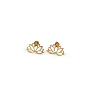Gold Plated Lotus Flower Post Earrings