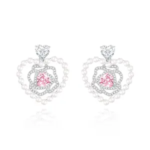 FANCIME "Rose Amour" Sterling Silver Drop Earrings