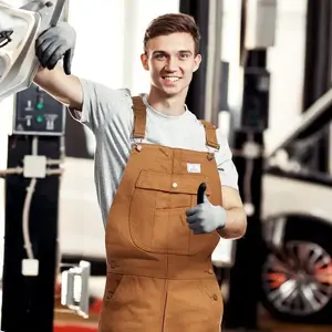 fashion Men's Duck Bib Overalls - Relaxed Fit Workwear with Adjustable Straps & Tool Pockets for Farming, Construction & Industrial Work Menswear Suits