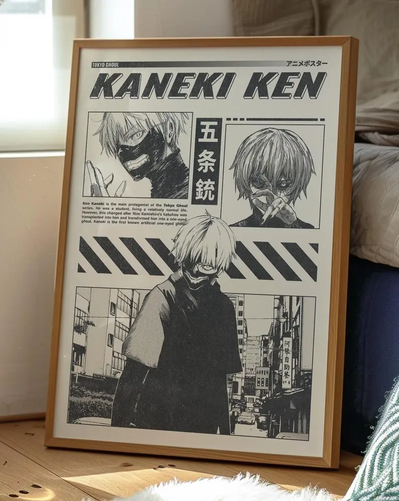 Tokyo Ghoul Kaneki Ken Poster Manga Art Anime Wall Print Minimalist Wall Decor - No Frame