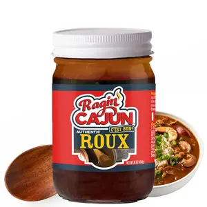 Ragin' Cajun Authentic Roux - 16 oz Jar -  No MSG - Louisiana Cajun Base for Gumbo, Stews & Gravies, Easy to Use