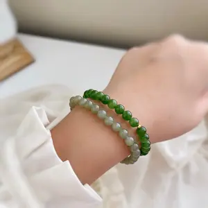 Natural Jade Beaded Bracelet with Gold Filled Bead