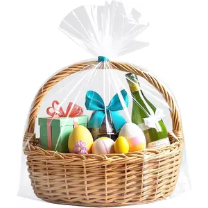 Large Cellophane Bags,26x32 Inch Big Clear Basket Bags 5 count Cellophane Wrap for  Baskets