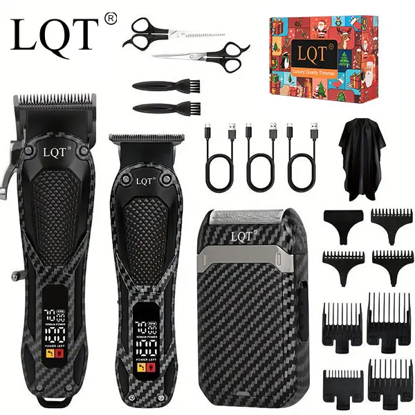 LQT Men's 3-in-1 USB Rechargeable Cordless Grooming Kit - Beard Clipper, Cordless Hair Clipper, Precision Styling Tool, Comb Trimmer, Stick Edger, Lice Removal Machine, Splinter Remover, Home & Barber Gift Set, Cordless Hair Clippers