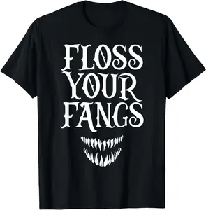 Casual Cotton shortsleeve tees Floss Your Fangs Dental Vampire Costume T-Shirt