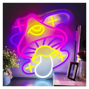 Sign Illuminated Mushroom With Evil Eye Neon Sign Dimmable Light USB Powered For Game Room Bedroom Man Cave Bar Party Decor 35cm×34cm Sign Illuminated