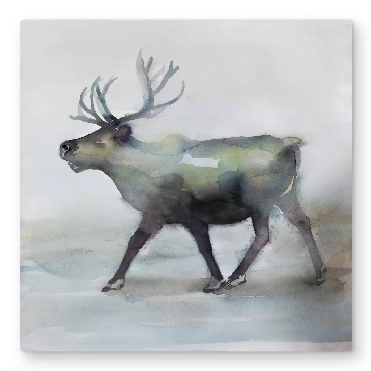 212 MAIN 32 x 32 in. Durable Aluminium Alloy Caribou Wall Art, Lightweight Vibrant Metal Artwork Prints, Snowy Backdrop Indoor-Outdoor Rustic Nature Home Decor, Unique Holiday Gift Accent, Hangable