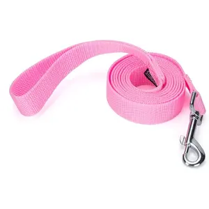 Tangling-Free Soft Nylon Dog Training Leash - 1 in Wide, 6 ft Long, Durable Zigzag Stitch Traction Rope for Small-Medium Dogs, Pink