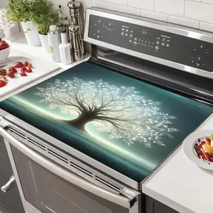 Tree Design Non-Slip Rubber Grill Mat, Stove Panel Protector, Perfect for Home Kitchen Decor, Multi-Purpose Stove Cover, Kitchenware, Aesthetic