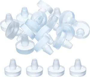 16 count Glass Table Top Bumpers with Stem, 6.5mm/0.26Inch Clear Rubber Bumper Grippers Anti  Slip Glass Table Spacers for Patio Table Cabinet Furniture (Fits 1/4Inch Hole)