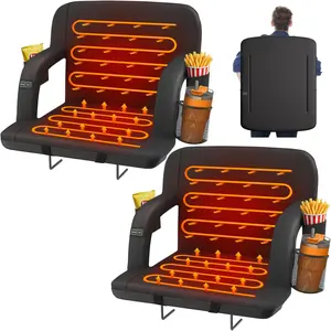 21" 2 count Dual-Sided Heated Stadium Seats for Bleachers with  Support, 3 Levels Heating Stadium Seating for Bleachers Seat with Backrest, 5 Pockets Portable Stadium Chair for Outdoor